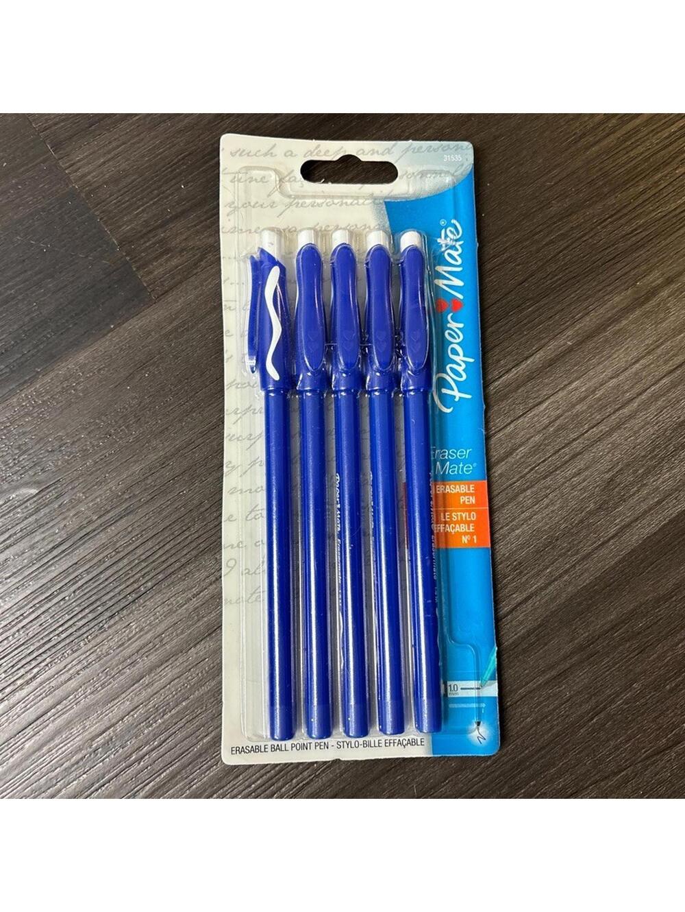 Vintage 2005 NOS Paper Mate Eraser Mate Blue Ballpoint Pens in Original Package